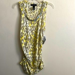 NWT INC sleeveless ruched  leopard tank top.